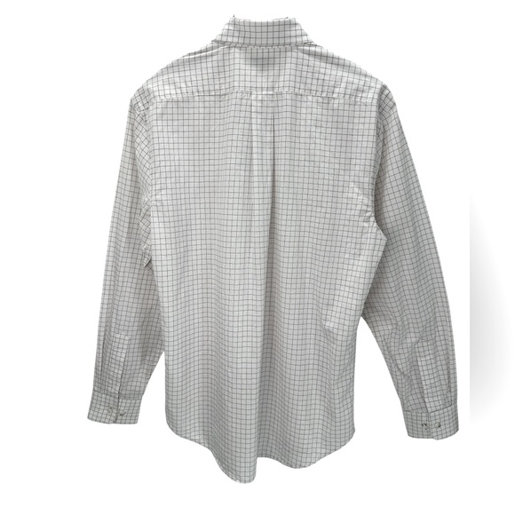 Tom Beckbe Cotton Spread Collar Shirt White Check Long Sleeve Business Casual M - Picture 2 of 11